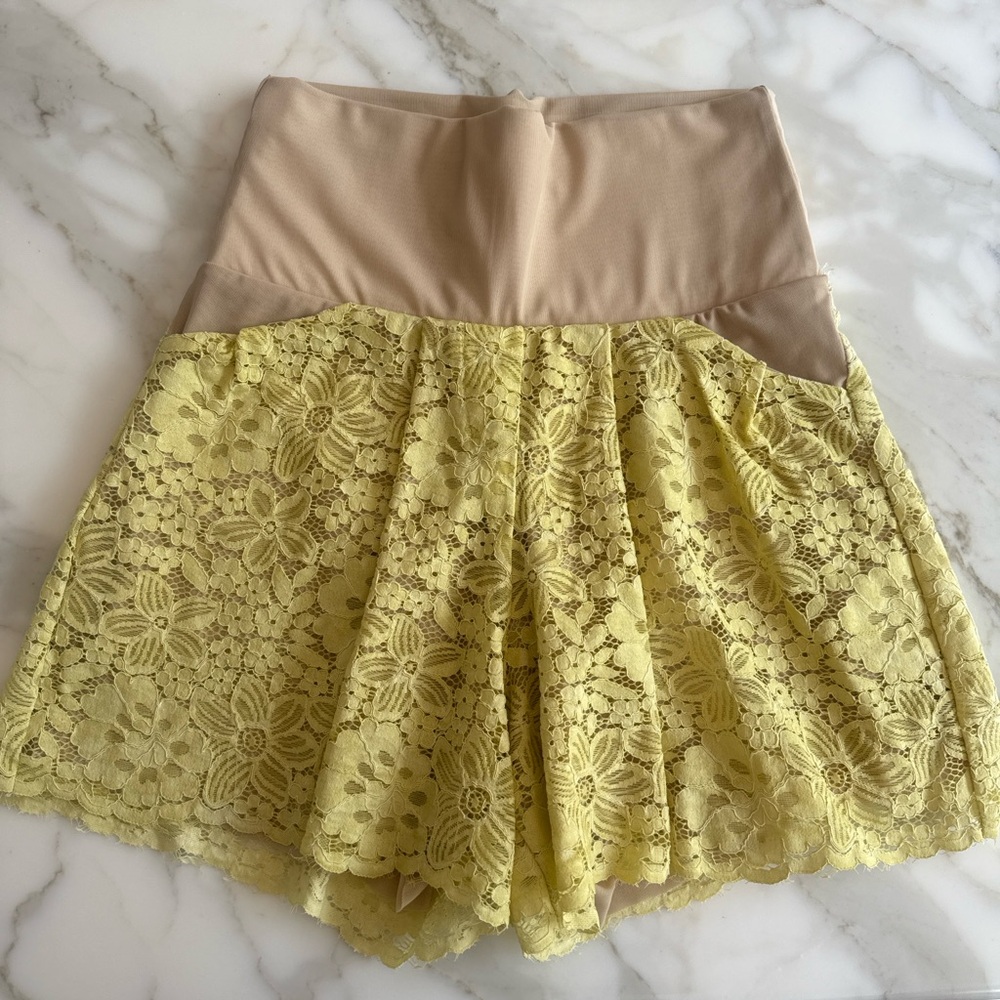 High Waist Lace Shorts in Yellow